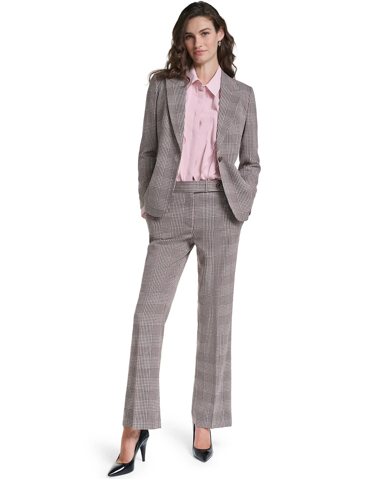 Karl Lagerfeld Paris Petite Woven Plaid Lined Blazer
