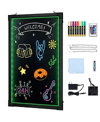 Yobtop Led Message Writing Board Illuminated Erasable Chalkboard, Neon Menu Sign with 8 Markers and Remote Control