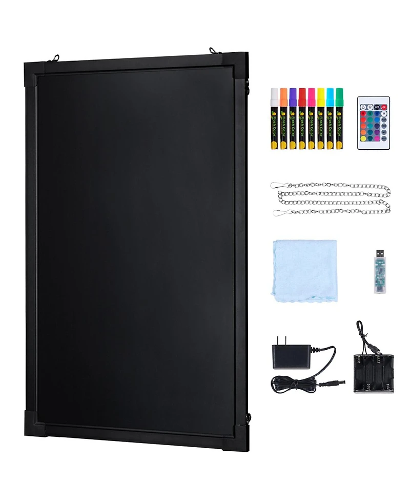 Yobtop Led Message Writing Board Illuminated Erasable Lighted Chalkboard, Neon Effect Menu Sign, Drawing Board with 8 Markers and Remote
