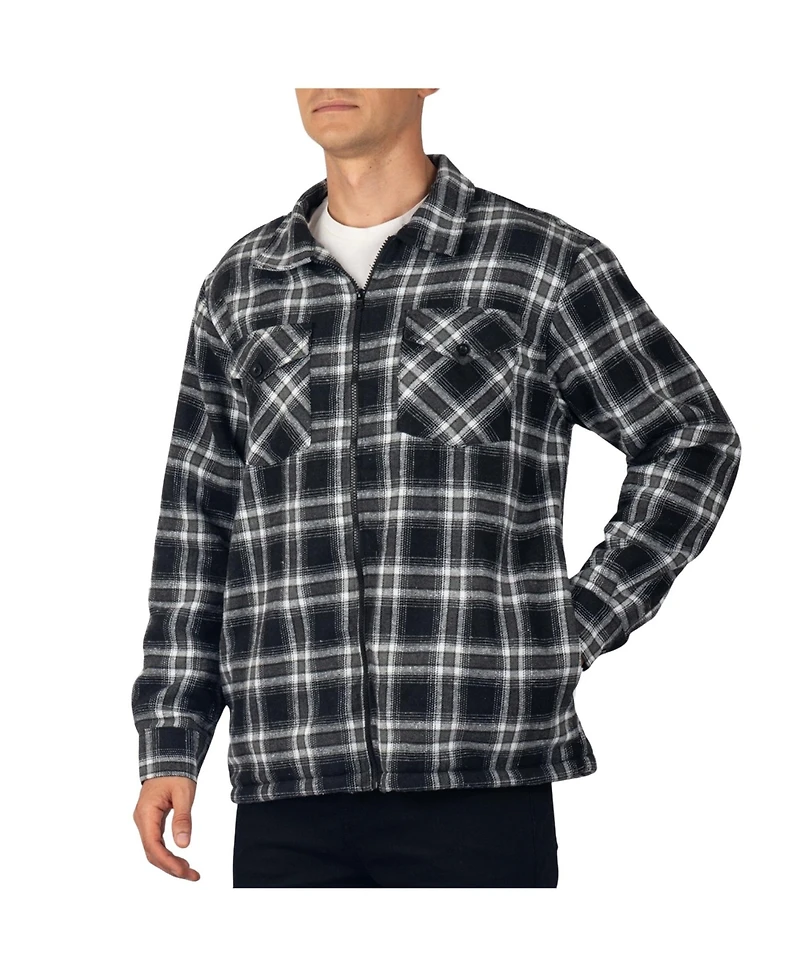 Alpine Swiss Men's Felix Fleece Lined Flannel Shirt Heavyweight Zip-Up Plaid Shacket Overshirt