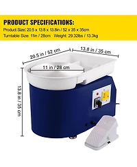 Yobtop Electric 28cm Pottery Wheel with Foot Pedal Speed Control for Beginners