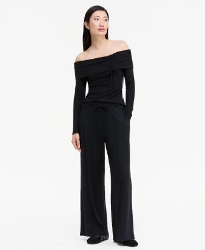 I.N.C. International Concepts Womens Off The Shoulder Rib Knit Wide Leg Top Pants Macys Exclusive