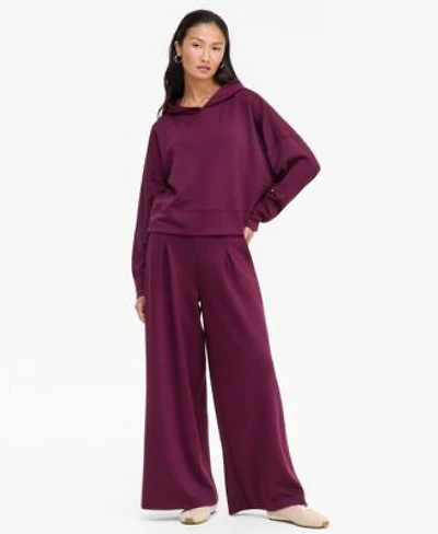 I.N.C. International Concepts Womens Crystal Embellished Hooded Sweatshirt Wide Leg Sweatpants Macys Exclusive