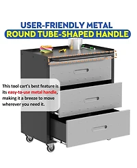 Boyel Living Rolling Tool Cabinet 3 Drawer Steel Lockable Casters Garage Organizer