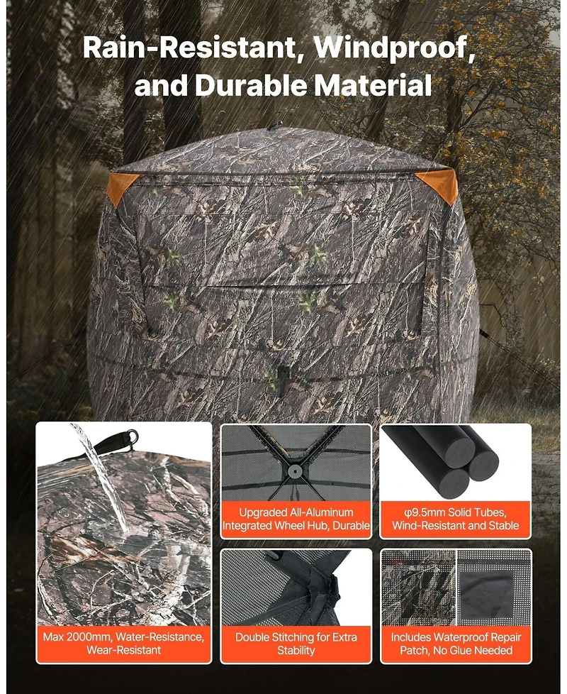 Sugift 4-5 Person See Through Ground Blind Portable 360 Degree Concealed Shelter with Carrying Bag