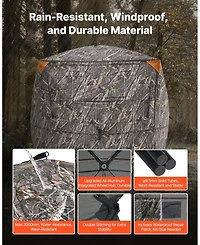 Sugift 4-5 Person See Through Ground Blind Portable 360 Degree Concealed Shelter with Carrying Bag