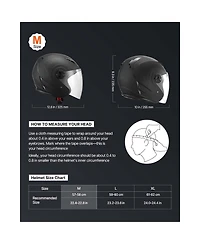 Adult 3/4 Open Face Motorcycle Helmet with Clear Visor Detachable Liner Dot Approved Size Medium