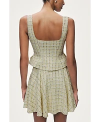 Nocturne Women's Plaid Square Neck Peplum Bustier