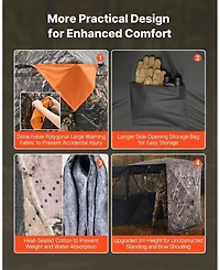 Sugift 2-3 Person Thermal Hunting Blind with Tri-Leg Chair Carrying Bag Silent Zipper Door and Window