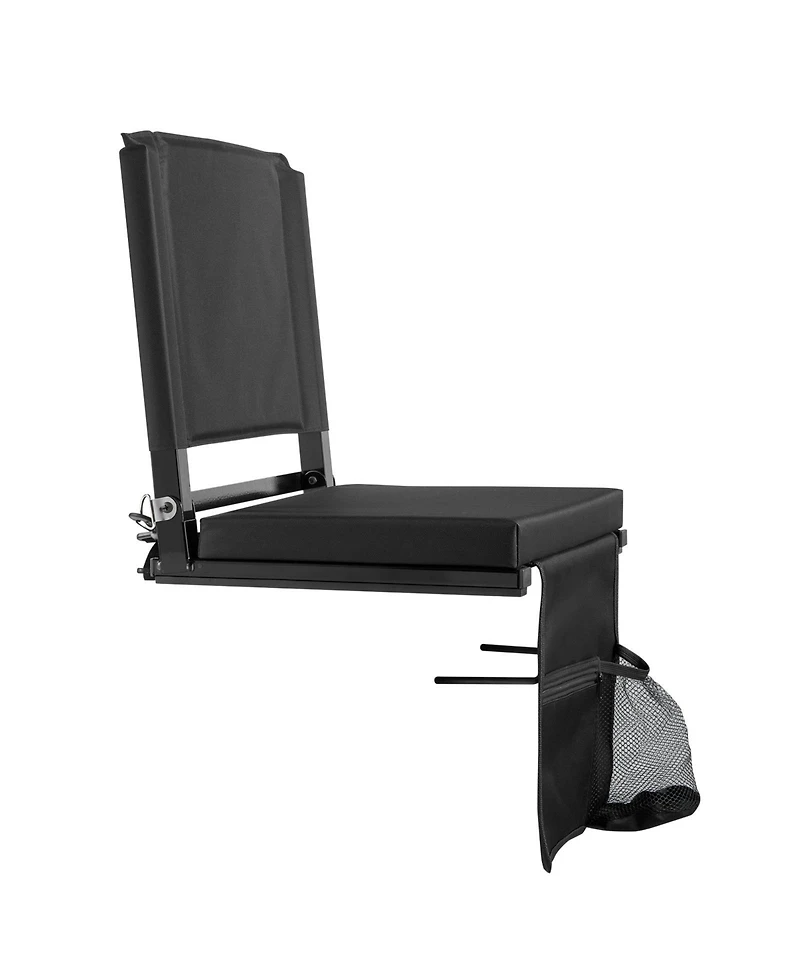 Sugift Folding Bleacher Chair Stadium Seat with Back Support Thick Cushion Shoulder Strap Cup Holder Pocket