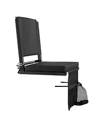 Sugift Folding Bleacher Chair Stadium Seat with Back Support Thick Cushion Shoulder Strap Cup Holder Pocket
