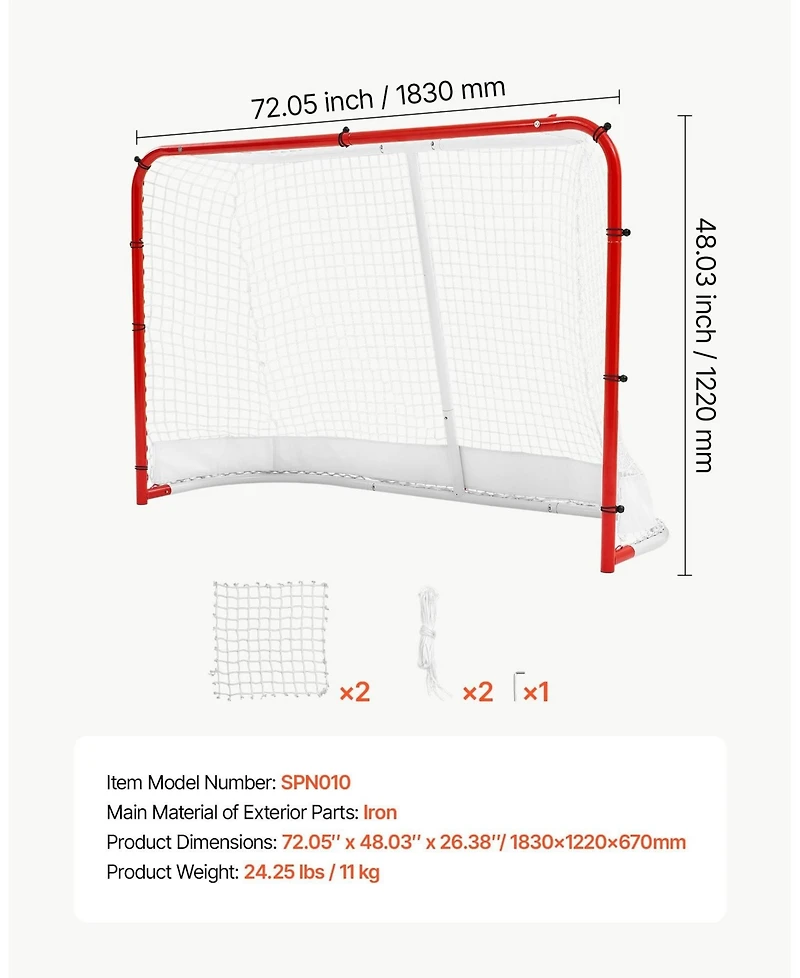 Sugift Heavy-Duty Steel Street and Roller Hockey Goal Net for Indoor Outdoor Training