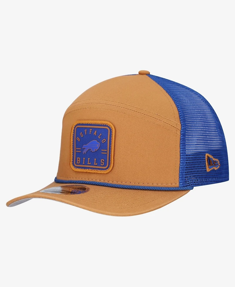 New Era Men's Brown/Royal Buffalo Bills Team Patch Split Panel 9SEVENTY Adjustable Trucker Hat