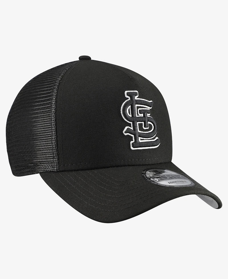 New Era Men's St. Louis Cardinals Side Script 9FORTY A-Frame Trucker Adjustable Hat