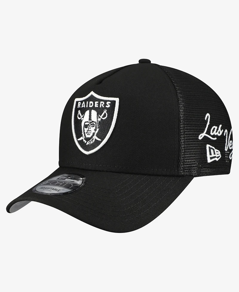 New Era Men's Black Las Vegas Raiders City Script 9FORTY A-Frame Adjustable Hat
