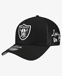 New Era Men's Black Las Vegas Raiders City Script 9FORTY A-Frame Adjustable Hat