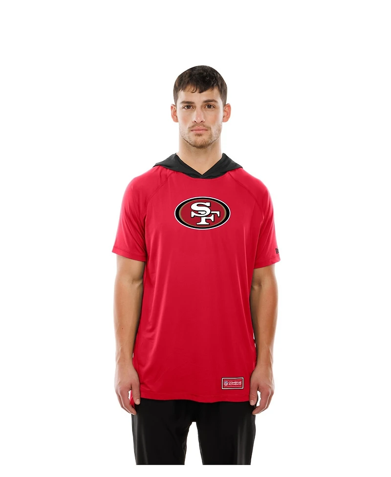 New Era Men's Scarlet San Francisco 49ers Combine Authentic Hooded Raglan Short-Sleeve T-Shirt