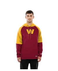New Era Men's Burgundy Washington Commanders Combine Authentic Color Block Raglan Pullover Hoodie