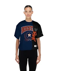 New Era Women's Houston Astros Color Block Boxy Cropped T-Shirt