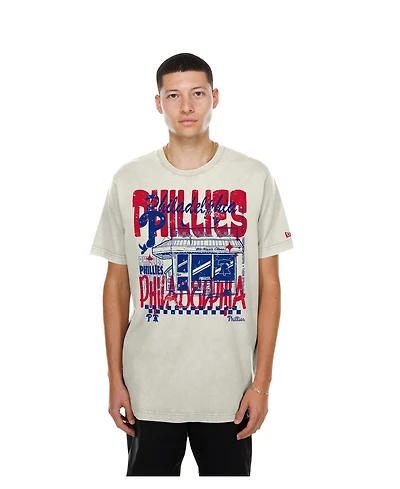 New Era Men's Cream Philadelphia Phillies Injection Lifestyle Foodie Fashion T-Shirt