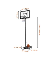 Sugift Portable Basketball Hoop 4-10 ft Adjustable Height Backboard System with Wheels and Base