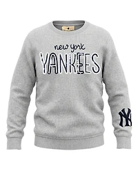Soft As A Grape Big Girls Heather Gray New York Yankees Nantucket Sequin Fleece Crewneck Sweatshirt