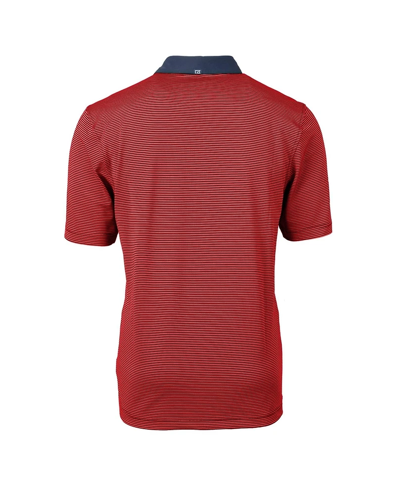 Cutter & Buck Men's Red Atlanta Braves Americana Logo Virtue Eco Pique Stripe Polo Shirt