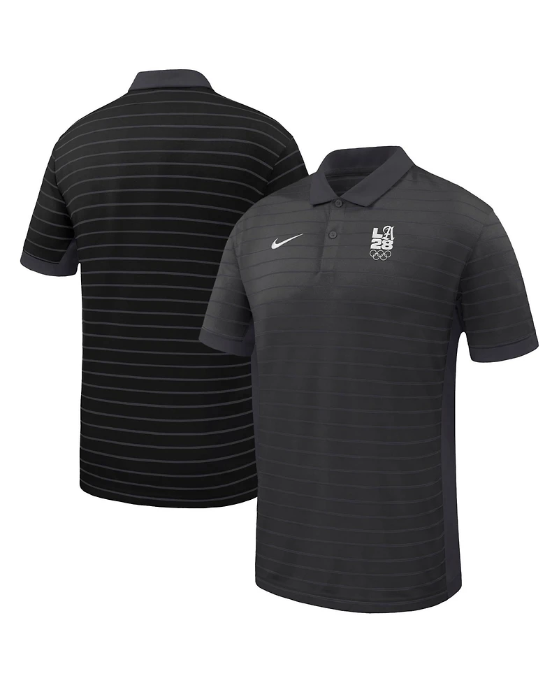 Nike Men's Black LA28 Summer Olympics Victory Stripe Dri-fit Polo Shirt