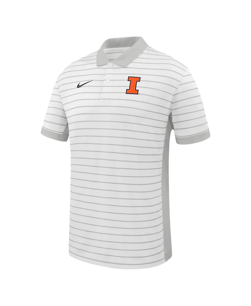 Nike Men's White Illinois Fighting Illini Victory Stripe Dri-fit Polo Shirt