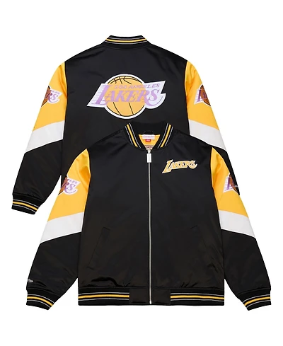 Mitchell & Ness Men's Black Los Angeles Lakers Throw It Back Heavyweight Full-Zip Satin Jacket