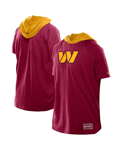 New Era Men's Scarlet Washington Commanders Combine Authentic Hooded Raglan Short-Sleeve T-Shirt