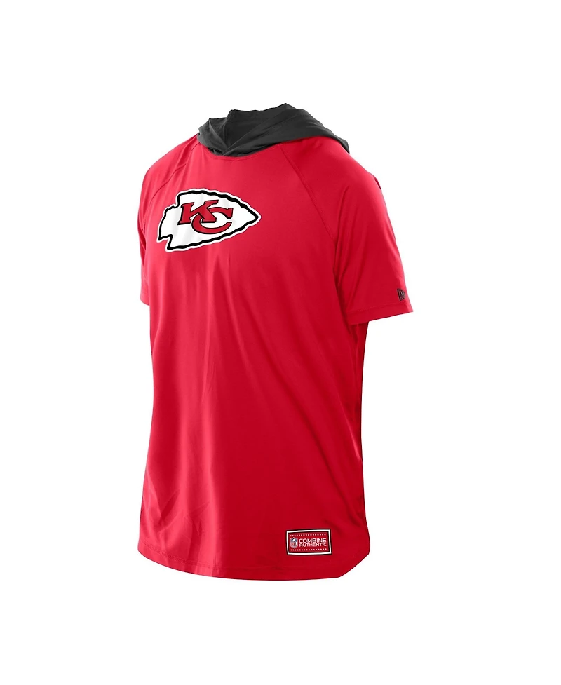 New Era Men's Red Kansas City Chiefs Combine Authentic Hooded Raglan Short-Sleeve T-Shirt
