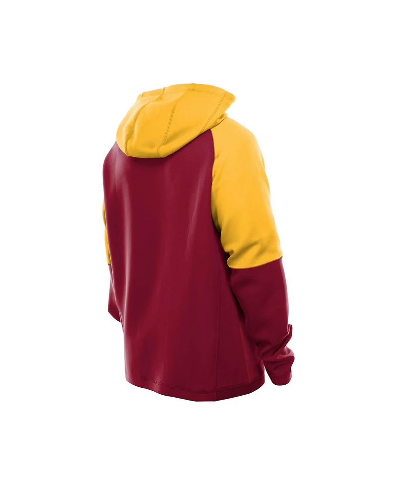 New Era Men's Burgundy Washington Commanders Combine Authentic Color Block Raglan Pullover Hoodie