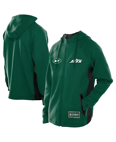 New Era Men's Green York Jets Combine Authentic Raglan Scuba Full-Zip Hoodie