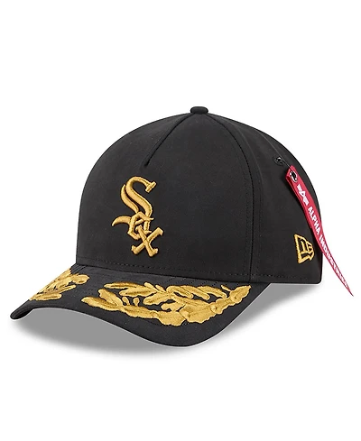 New Era x Alpha Industries Men's Black Chicago White Sox A-Frame 9FORTY Adjustable Hat