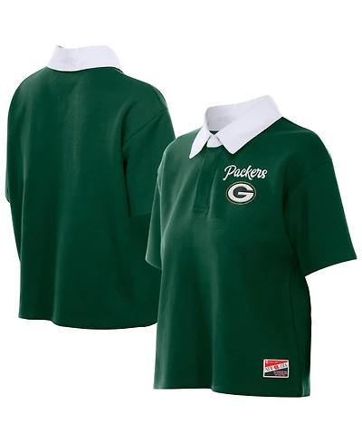 New Era Women's Green Bay Packers Cropped Boxy Polo