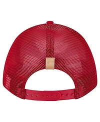 New Era Men's Stone/Red Cincinnati Reds Text A-Frame Trucker 9FORTY Hat