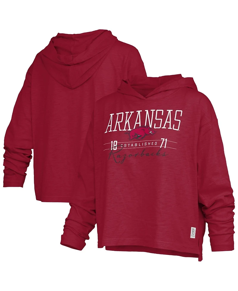 Pressbox Women's Arkansas Razorbacks Castillo Oversized Long-Sleeve Hooded T-Shirt
