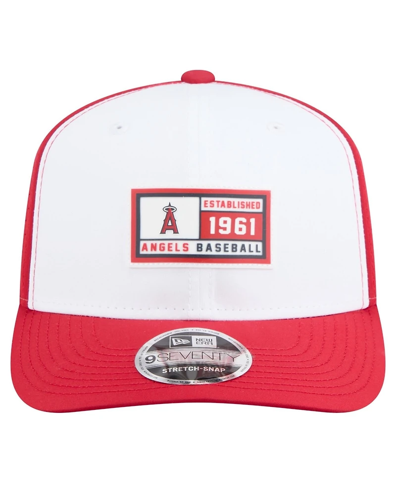 New Era Men's White/Red Los Angeles Angels Established Patch 9SEVENTY Adjustable Hat