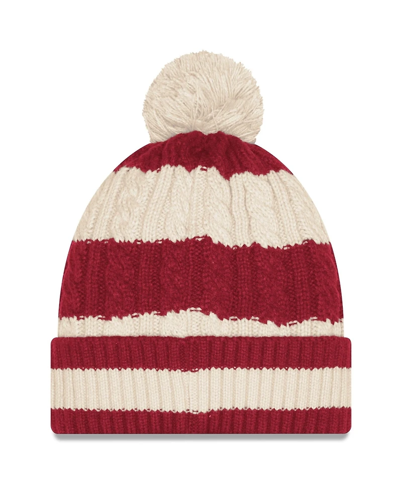 New Era Women's Natural Arizona Cardinals 2025 Rivalries Collection Braided Cuffed Pom with Knit Hat
