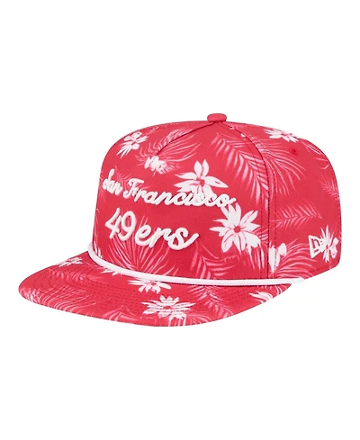 New Era Men's Scarlet San Francisco 49ers Palm Print A-Frame 9FIFTY Snapback Hat