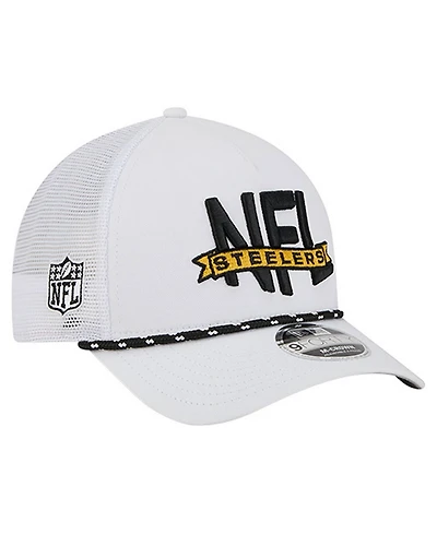 New Era Men's White Pittsburgh Steelers Nfl 9FORTY A-Frame M-Crown Adjustable Trucker Hat