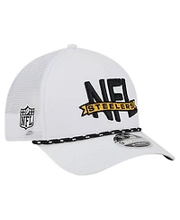 New Era Men's White Pittsburgh Steelers Nfl 9FORTY A-Frame M-Crown Adjustable Trucker Hat