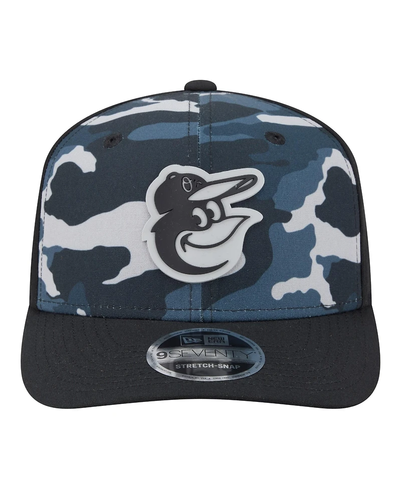 New Era Men's Black Baltimore Orioles Tonal Camo 9SEVENTY Stretch-Snap Hat