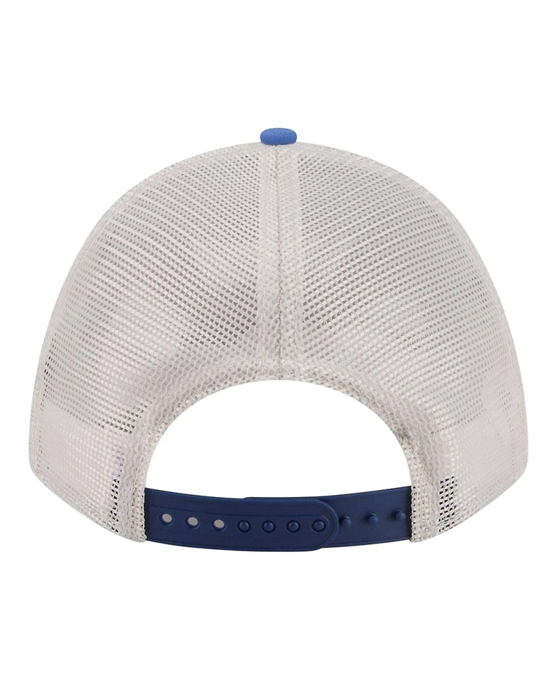 New Era Men's Light Beige/Royal Atlanta Braves Frayed M-Crown A-Frame 9FORTY Trucker Adjustable Hat