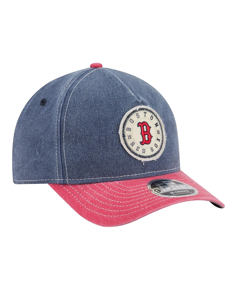New Era Men's Navy/Red Boston Red Sox Felt M-Crown 9FORTY Adjustable Hat