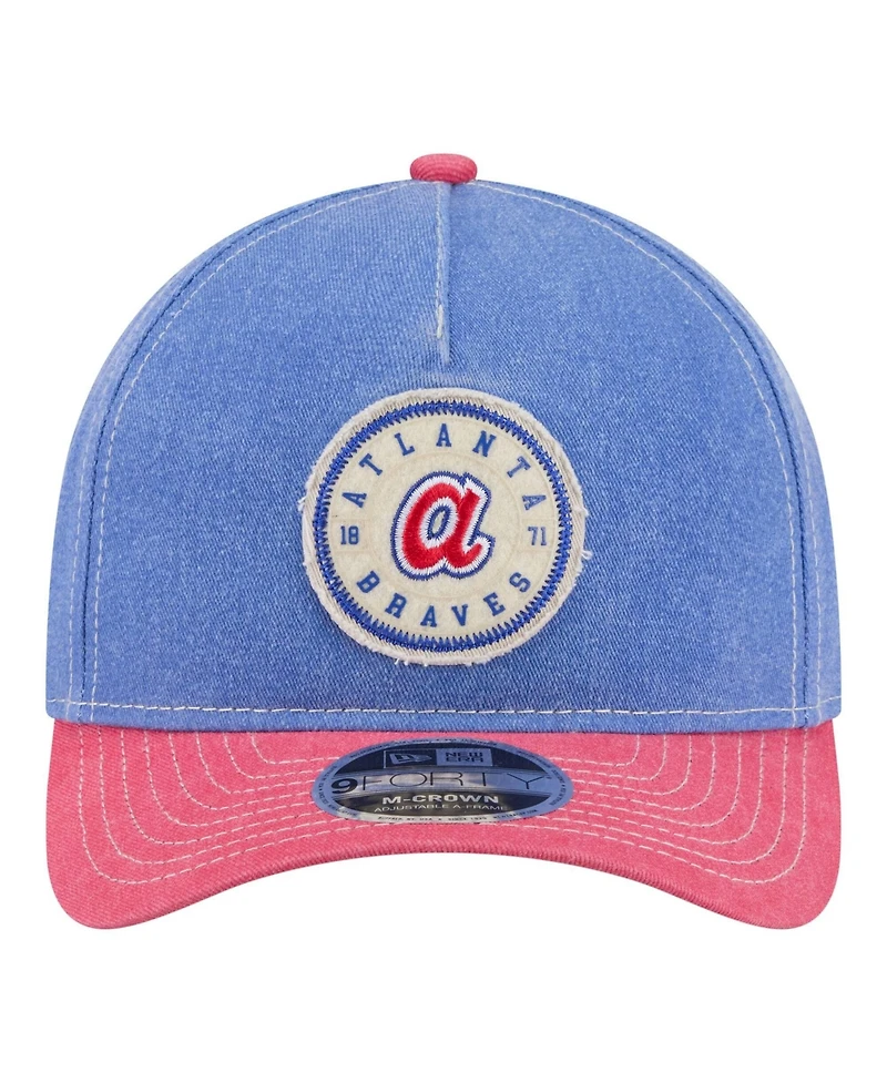 New Era Men's Royal/Red Atlanta Braves Felt M-Crown 9FORTY Adjustable Hat