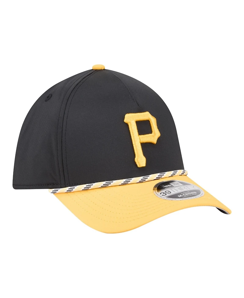 New Era Men's Black/Gold Pittsburgh Pirates Rope M-Crown A-Frame 39THIRTY Flex Hat