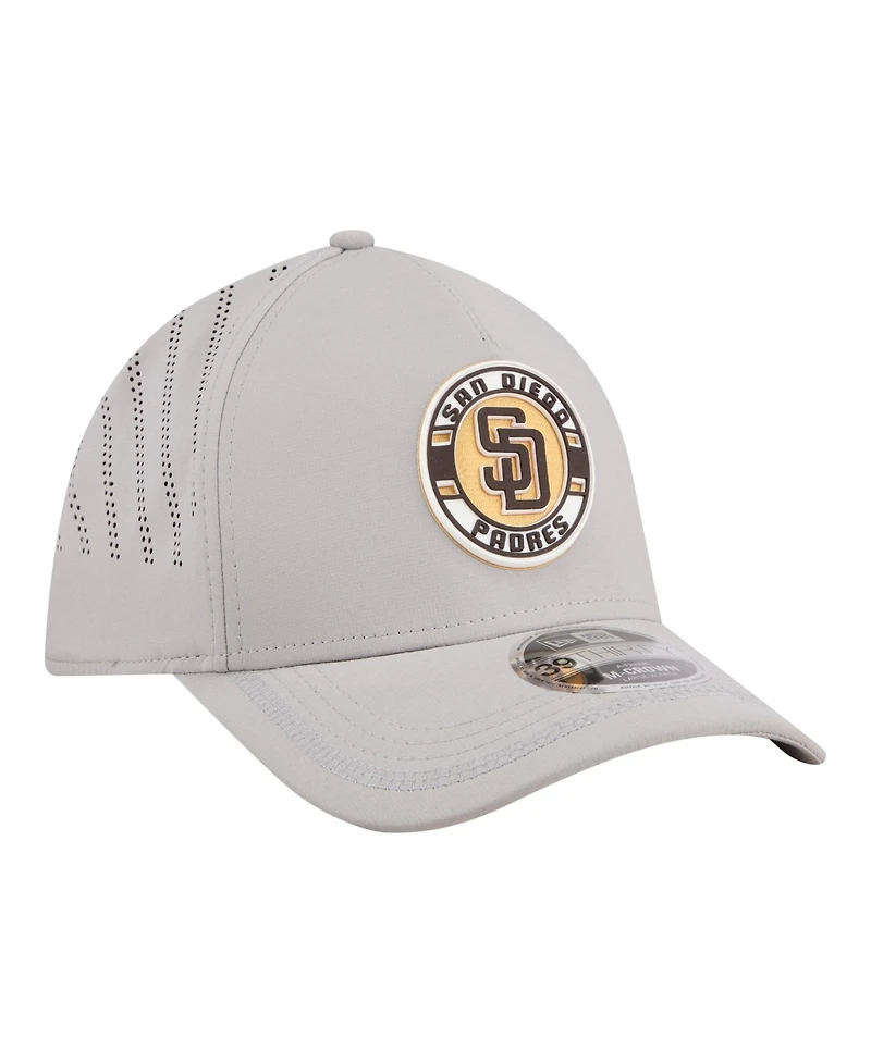 New Era Men's Gray San Diego Padres Patch 39THIRTY A-Frame M-Crown Perforated Flex Hat