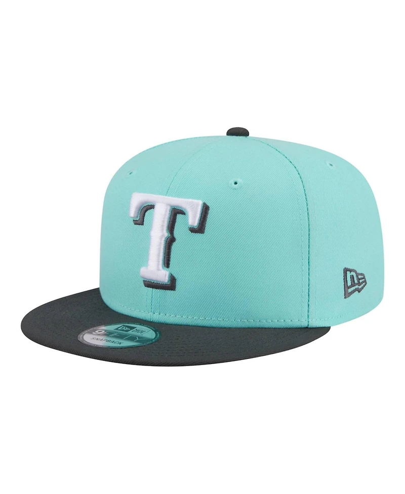 New Era Men's Turquoise/Charcoal Texas Rangers Two-Tone Color Pack 9FIFTY Snapback Hat